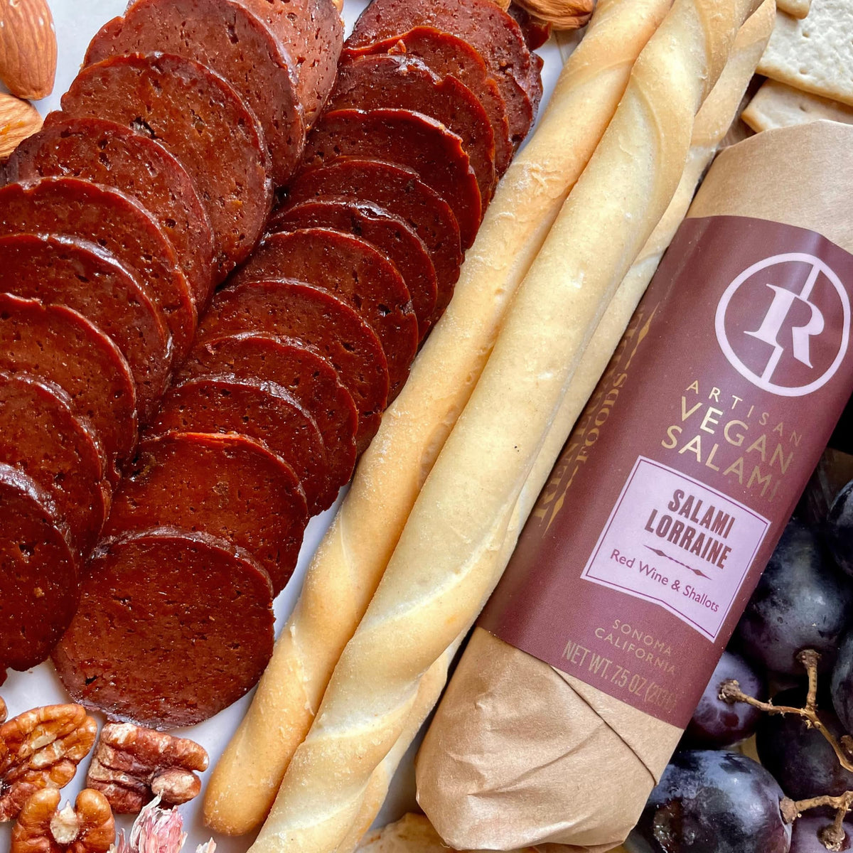 Renegade Foods Artisan Vegan Salami | 3 Pack | Lorraine | High Protein, Low Sugar, Seitan, Non-GMO | 16g of Protein Per Serving | Indulge