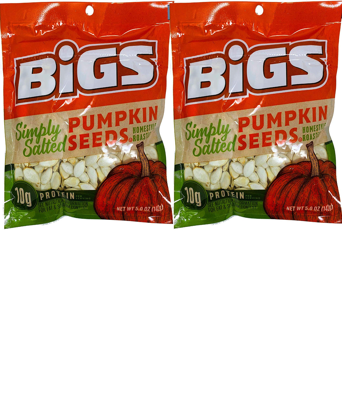 NEW BIGS Simply Salted Pumpkin Seeds A 5 oz Bag Of Homestyle Roasted Seeds (2)