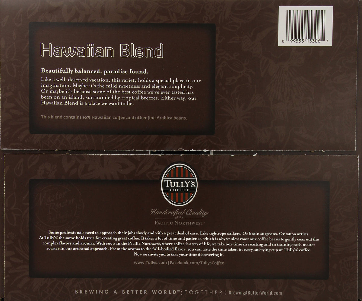 Tully's Coffee Hawaiian Blend K-Cups, 80 Count