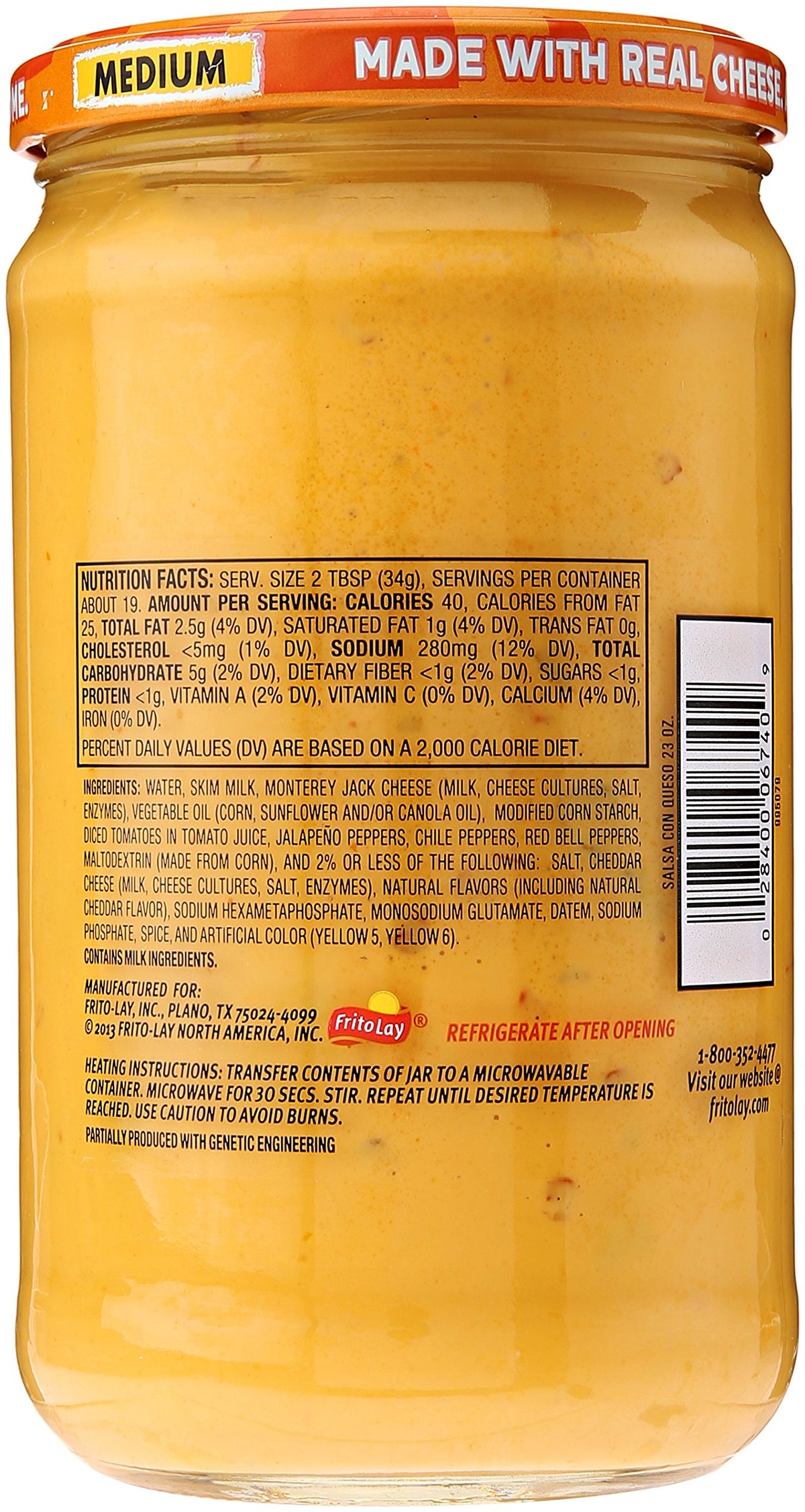 Tostitos Dip, Salsa Con Queso, Medium, 23oz