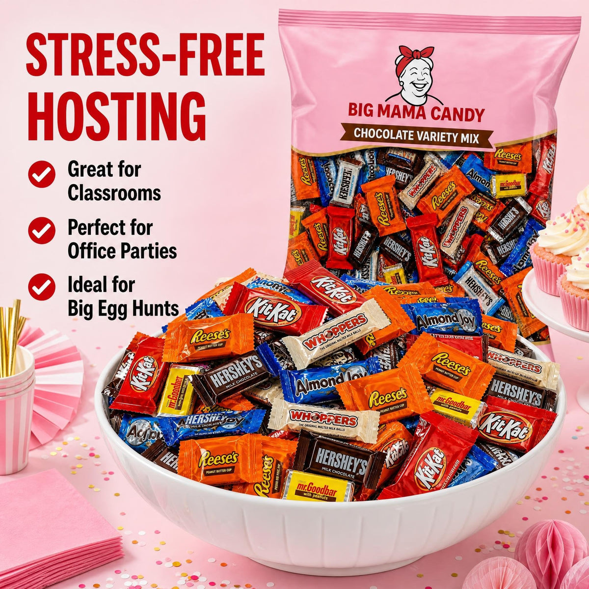 Big Mama Candy Bulk Chocolate Variety Pack, Individually Wrapped 10 lb