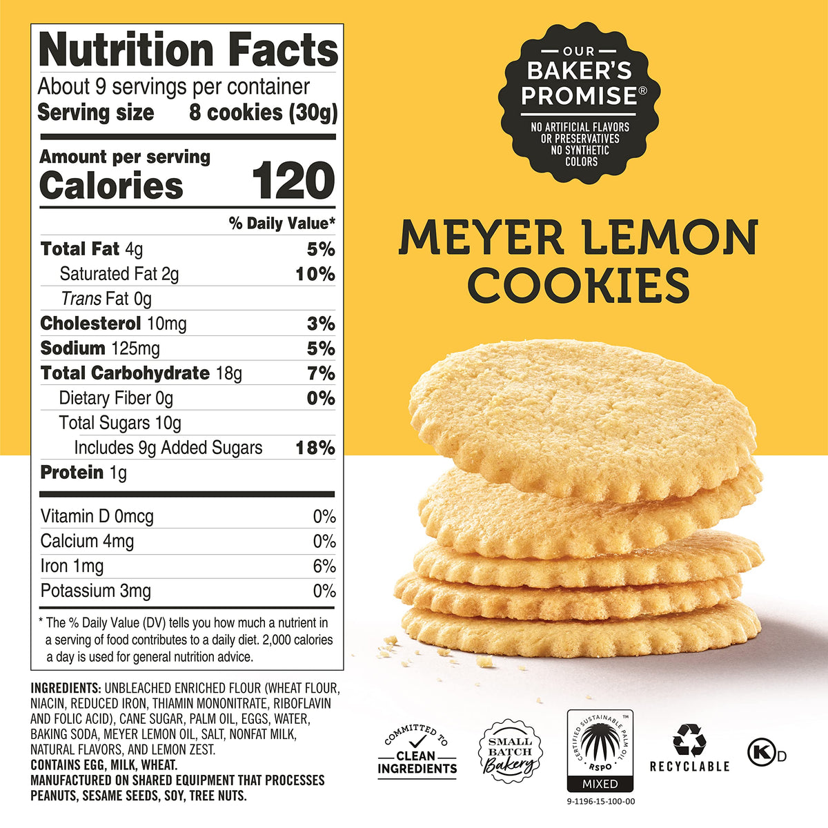 Dewey's Bakery Meyer Lemon, Triple Ginger & Toasted Coconut Moravian Cookie Thin Variety Pack, 9 oz (Pack of 3)