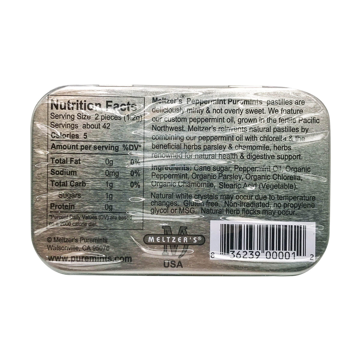 Meltzer's, Puremints Peppermint Tin, 1.76 Ounce