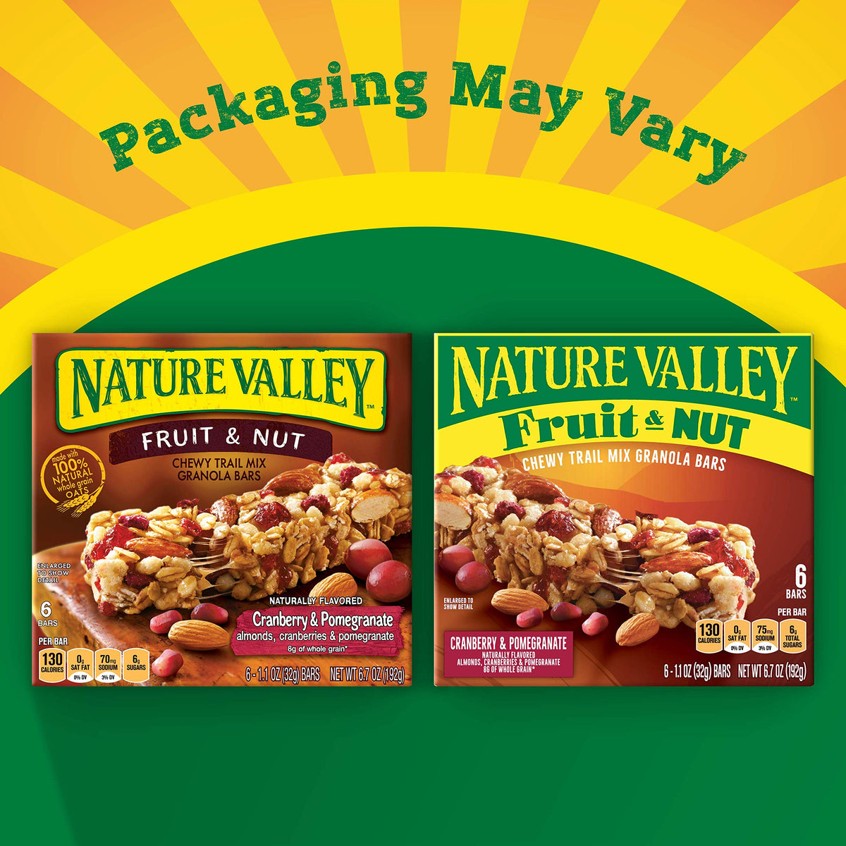 Nature Valley Chewy Fruit & Nut Granola Bars, Cranberry Pomegranate, 6 Bars, 6.7 OZ