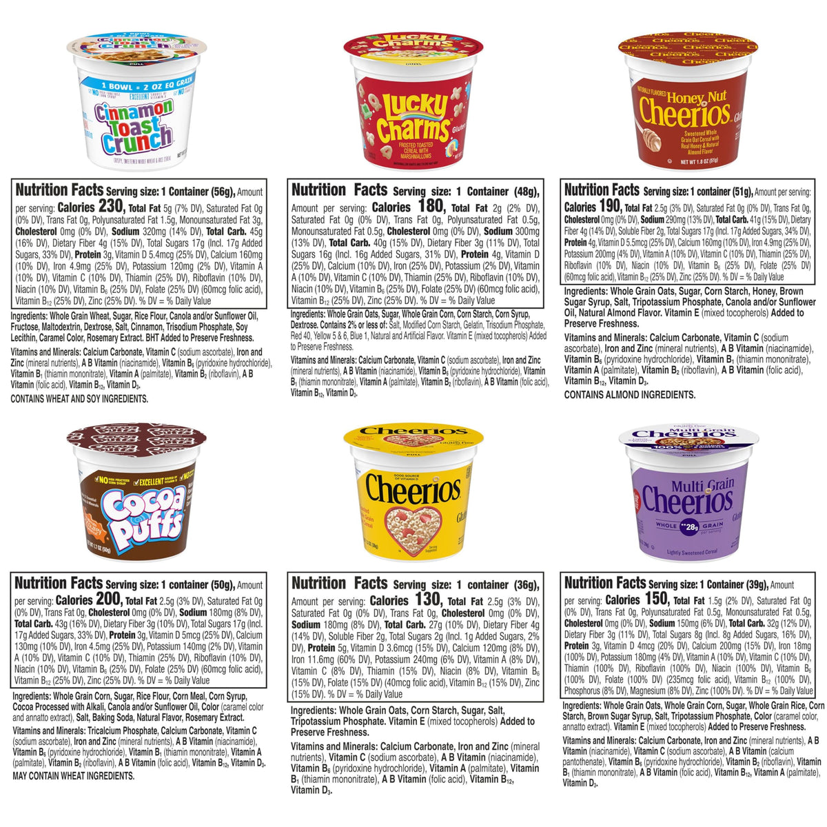 General Mills Cereals Cup Assorted Family Variety Pack (Pack of 60)