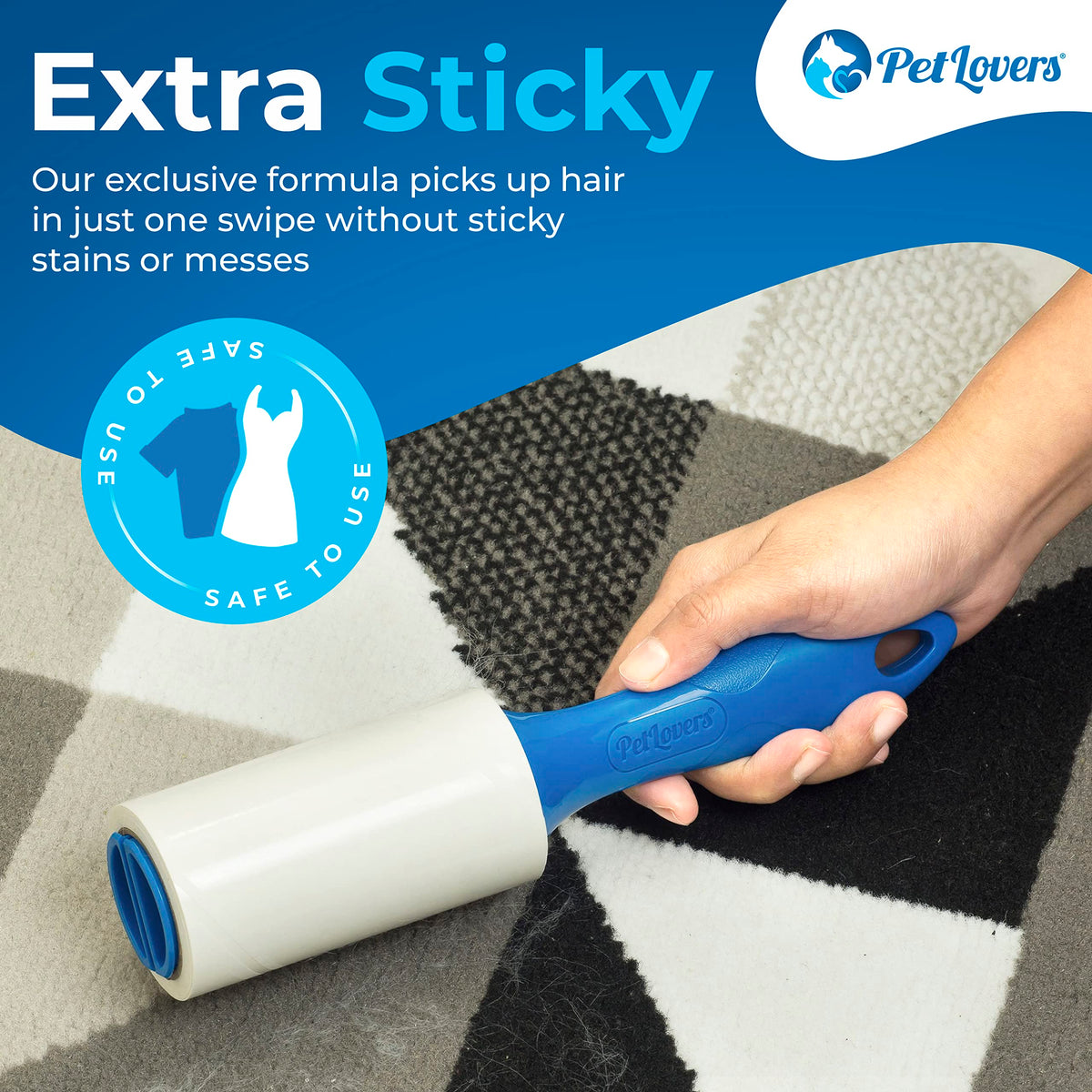 PetLovers Lint Rollers for Pet Hair Extra Sticky 6 Pack - Lint Remover for Clothes
