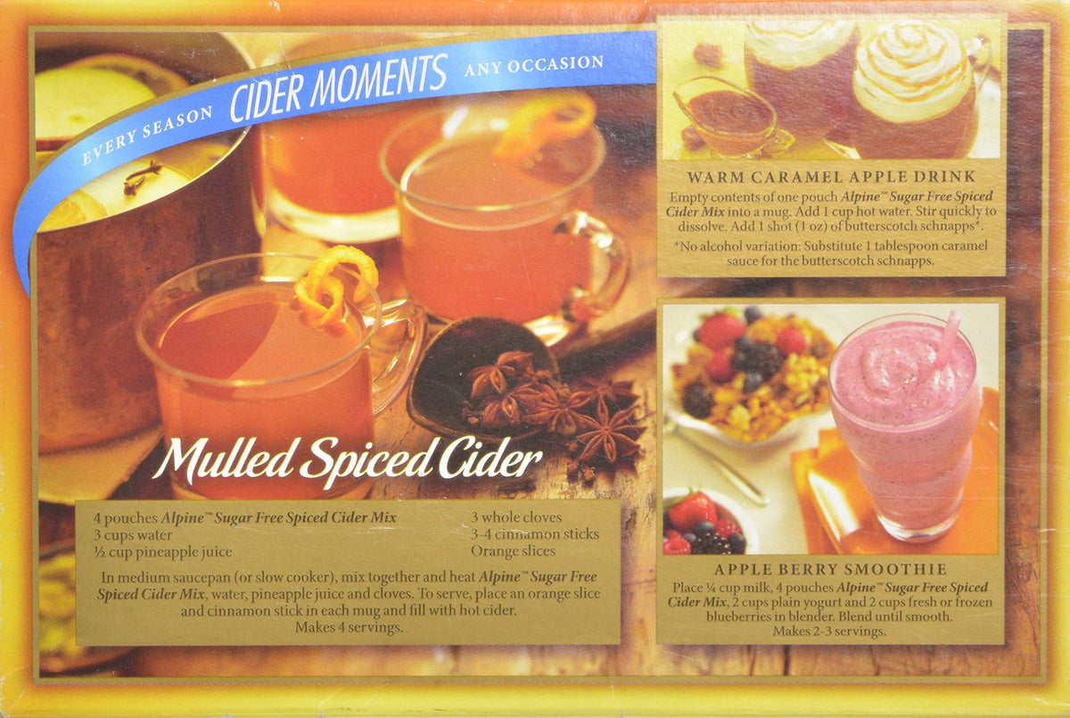 Alpine, Spiced Cider, Sugar Free Apple Flavored Drink Mix, 1.4oz Box (Pack of 3)