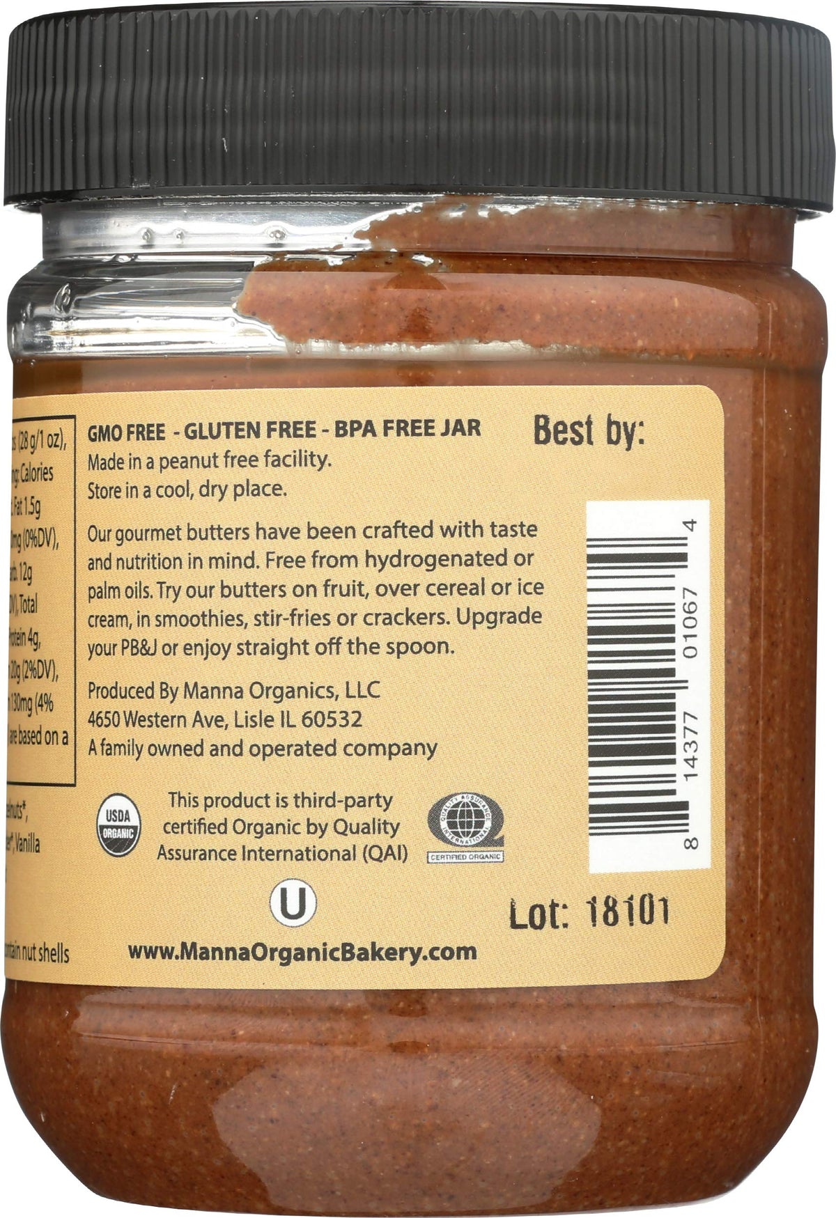 Manna Organics Manna Butter Hazelnut Cocoa Truffle, 11 ounce