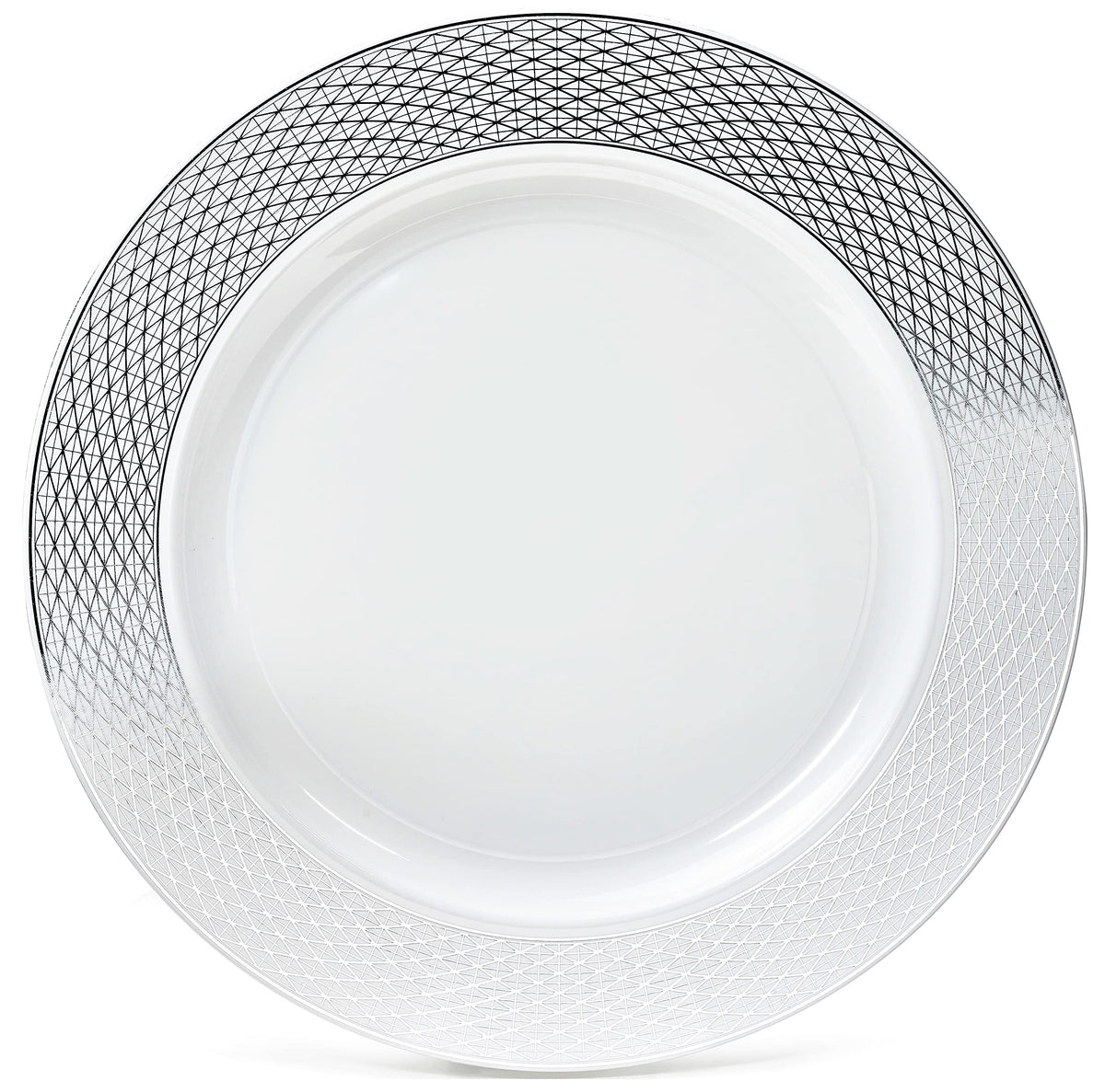 OCCASIONS 40 Pack Silver Charger Plates - 12 Inch Disposable Chargers for Dinner Plates Bulk, Premium Heavyweight Plastic for Wedding, Party & Events