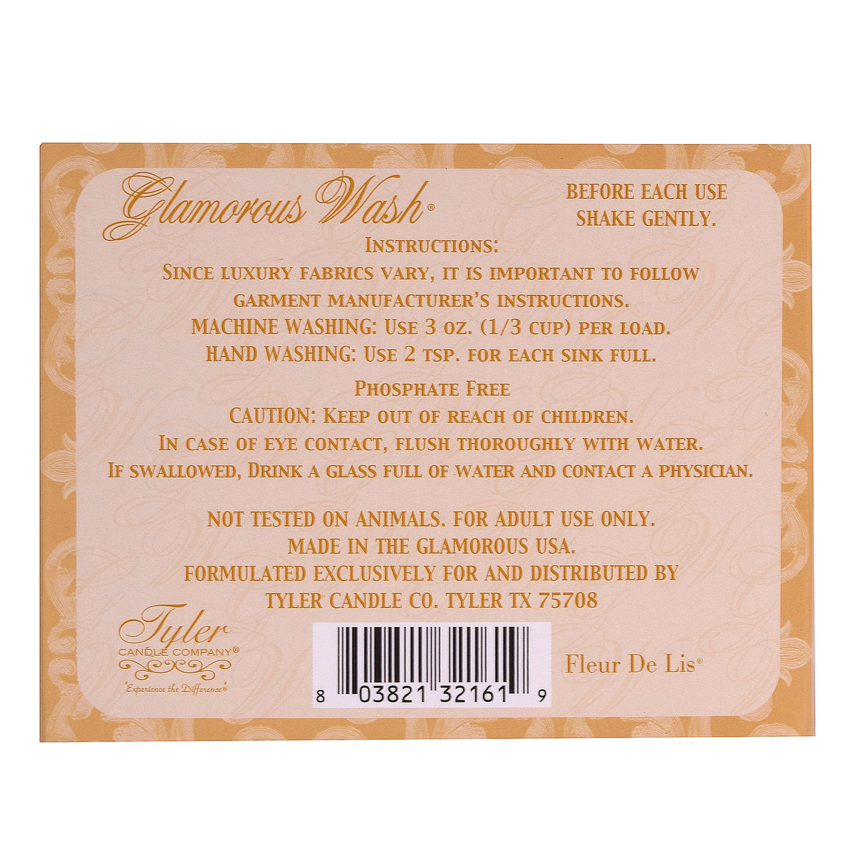Tyler Candle Fleur De Lis Glamorous Wash 32 oz Fine Laundry Detergent