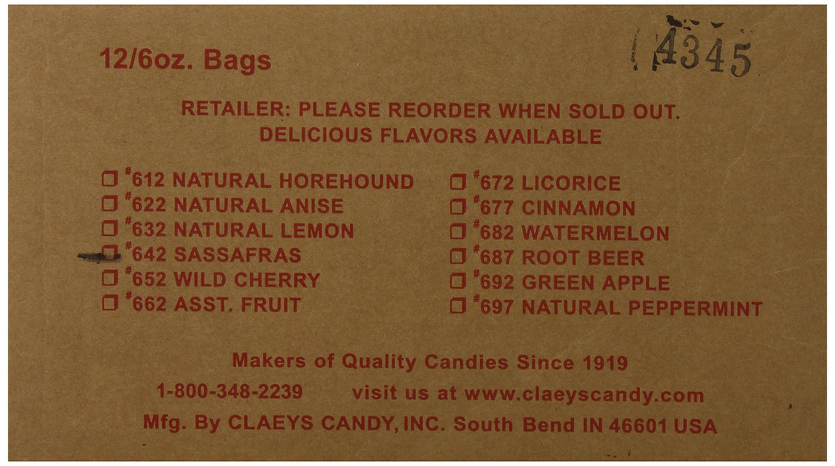 Claey's, Old Fashioned Hard Candy Sassafras, 6 Ounce Bag