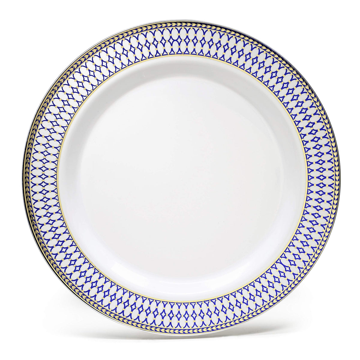 " OCCASIONS " 120 Plates Pack, Heavyweight Disposable Wedding Party Plastic Plates (10.5'' Dinner Plate, Odyssey in White/Blue & Gold)
