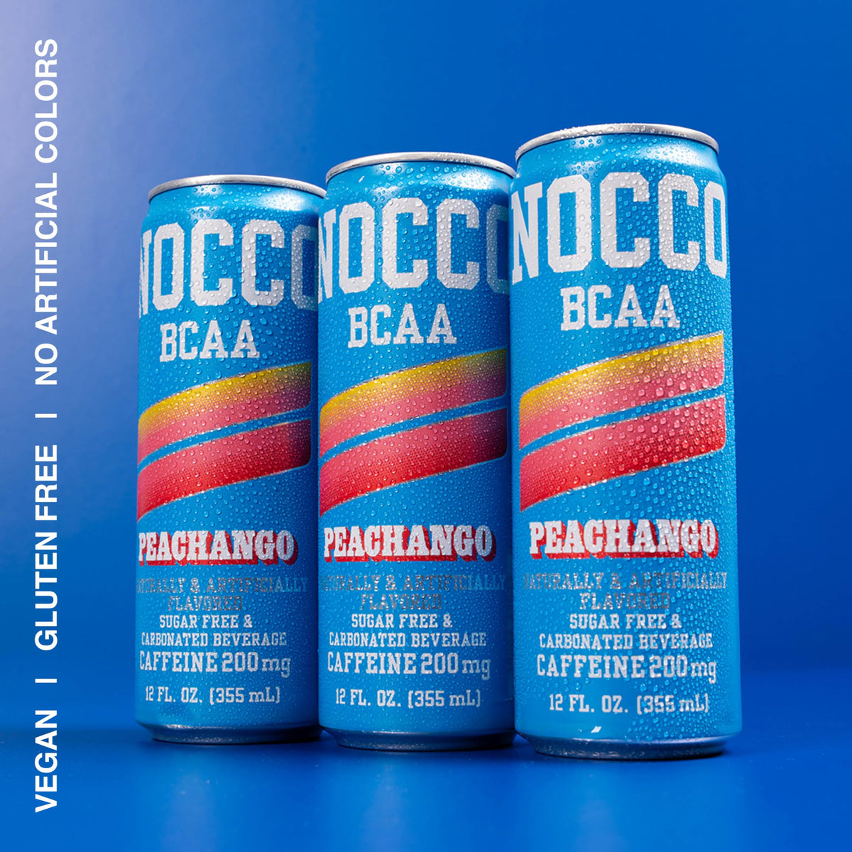 NOCCO BCAA Energy Drink PEACHANGO - 12 Fl Oz (Pack of 12) - 200mg of Caffeine, Sugar Free Energy Drinks - Carbonated & Low Calorie, BCAAs, Vitamin B6