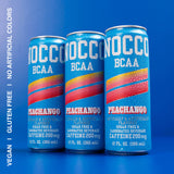 NOCCO BCAA Energy Drink PEACHANGO - 12 Fl Oz (Pack of 12) - 200mg of Caffeine, Sugar Free Energy Drinks - Carbonated & Low Calorie, BCAAs, Vitamin B6