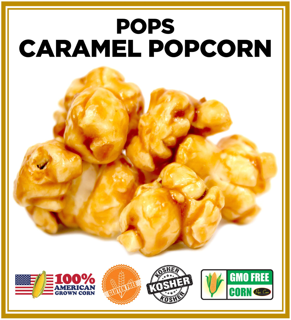 Pops Corn® Gourmet Caramel Popcorn - Bulk 5 Gallon Bag (Serves 20) - Freshly Popped, Gooey Caramel Made with Real Butter - Perfect for Parties