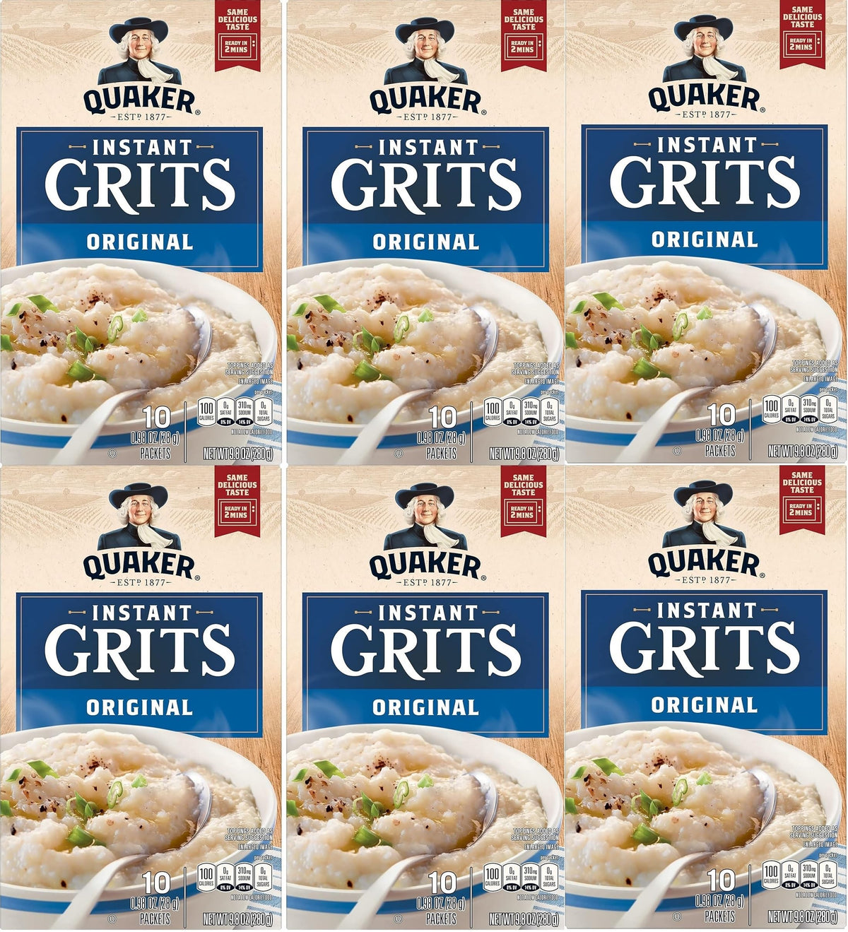 Quaker, Instant Grits, Original, 12 Count, 12oz Box (Pack of 6)