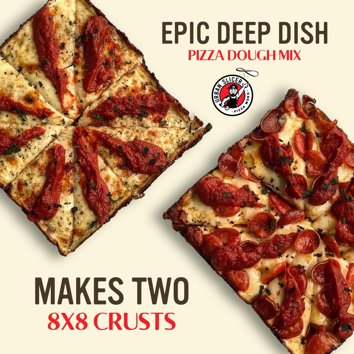 Urban Slicer Pizza Worx - 3 Pack Variety Pizza Doughs & 3 Pizza Sauces - Neapolitan, Deep Dish, and Grilling Dough - Pizza Making Kit - Makes 6 Pizzas