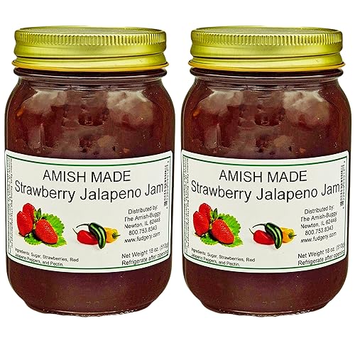 Amish Strawberry Jalapeno Jam - Two 18 Oz Jars