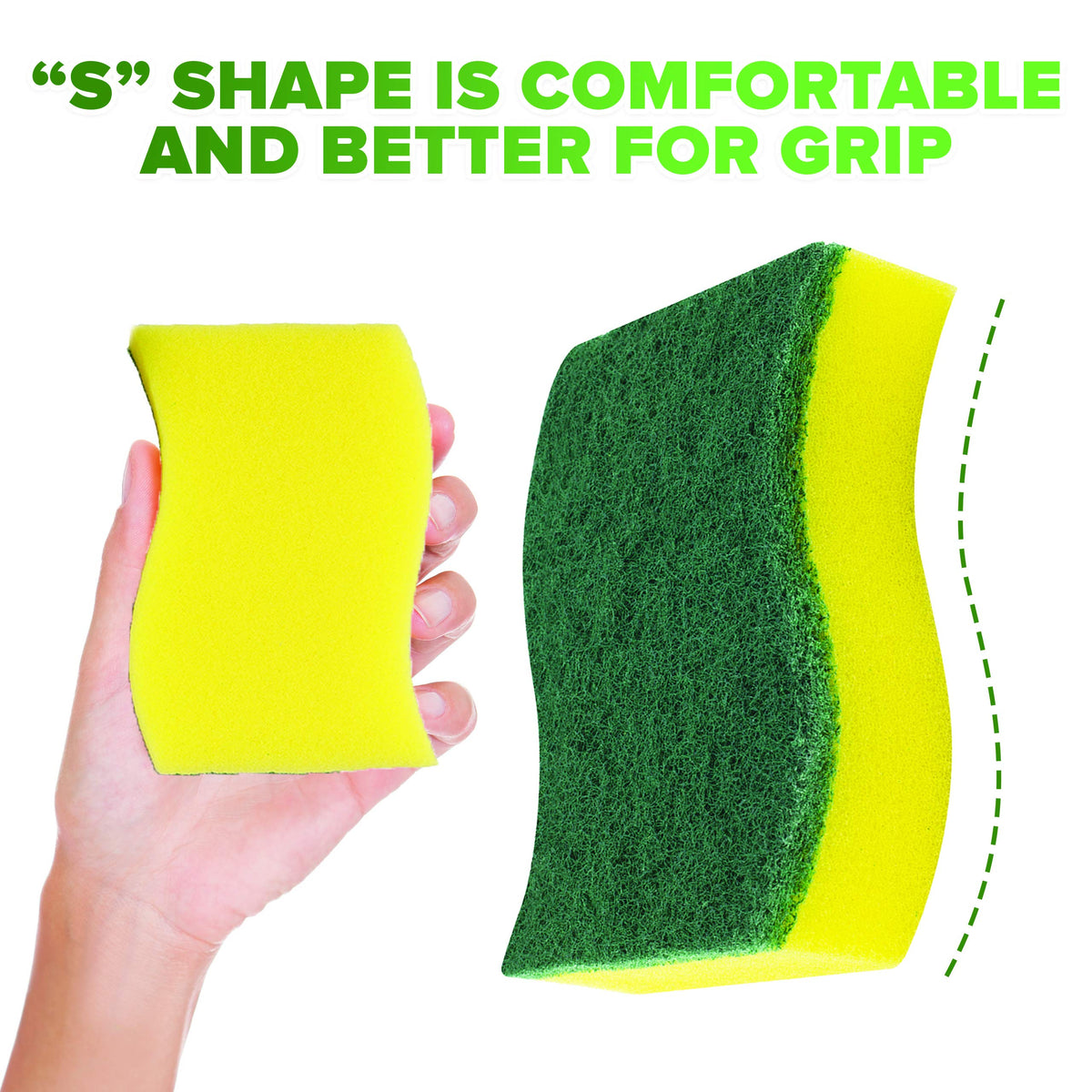 (6 Pack) Heavy Duty Scrub Sponges by SCRUBIT - Kitchen Dish, Sink and Bathroom Cleaning Scrubber Sponge - with Non-Smell Scouring Pad