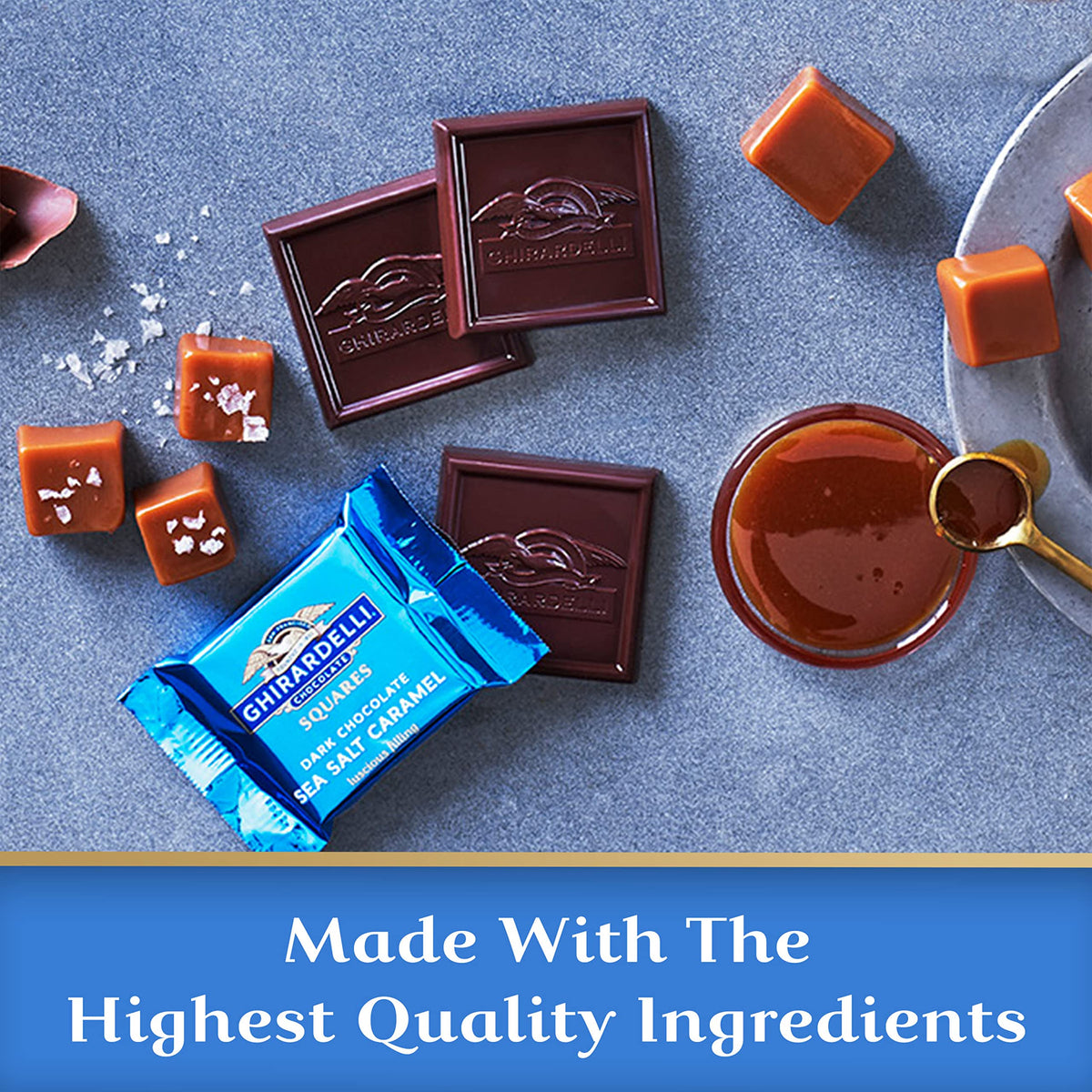 GHIRARDELLI Dark Chocolate Sea Salt Caramel Squares - 5.32 oz Bags - Pack of 6