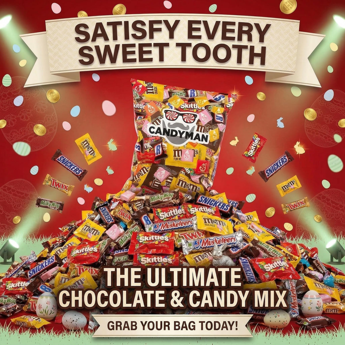 Candyman Easter Candy Variety Pack, 20 lb Bulk Individually Wrapped Candy