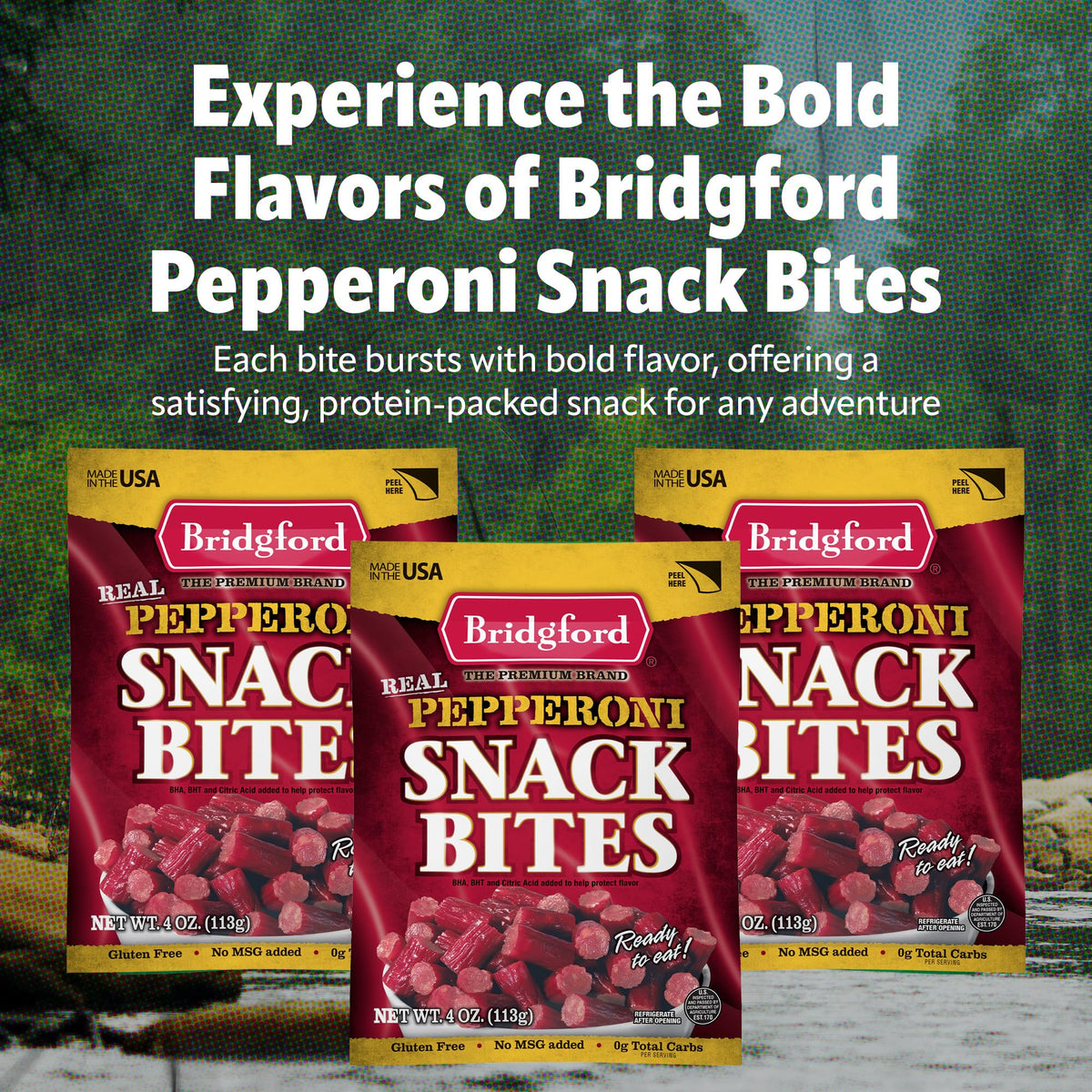 Bridgford Pepperoni Snack Bites 4 oz Pack of 3 - Ready-to-Eat Pepperoni Snacks for On-The-Go Snacking - Pork and Beef Pepperoni Bites with Zero Carbs