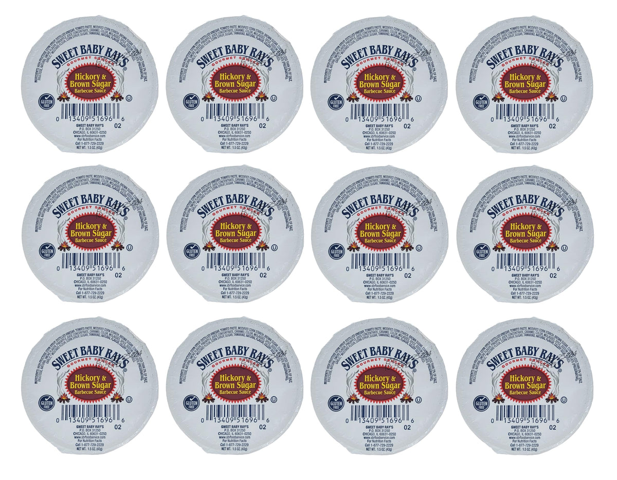 Sweet Baby Ray's Hickory Brown Sugar Barbecue BBQ Sauce 1.5 oz Dipping Cup | Gluten-Free | Kosher | Made In America | 12 Pack