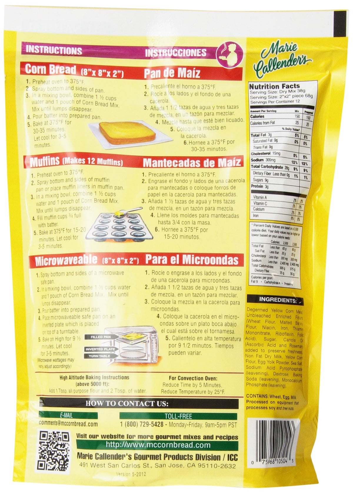 Marie Callender's Original Cornbread Pouch, 16-Ounce Pouches (Pack of 12)