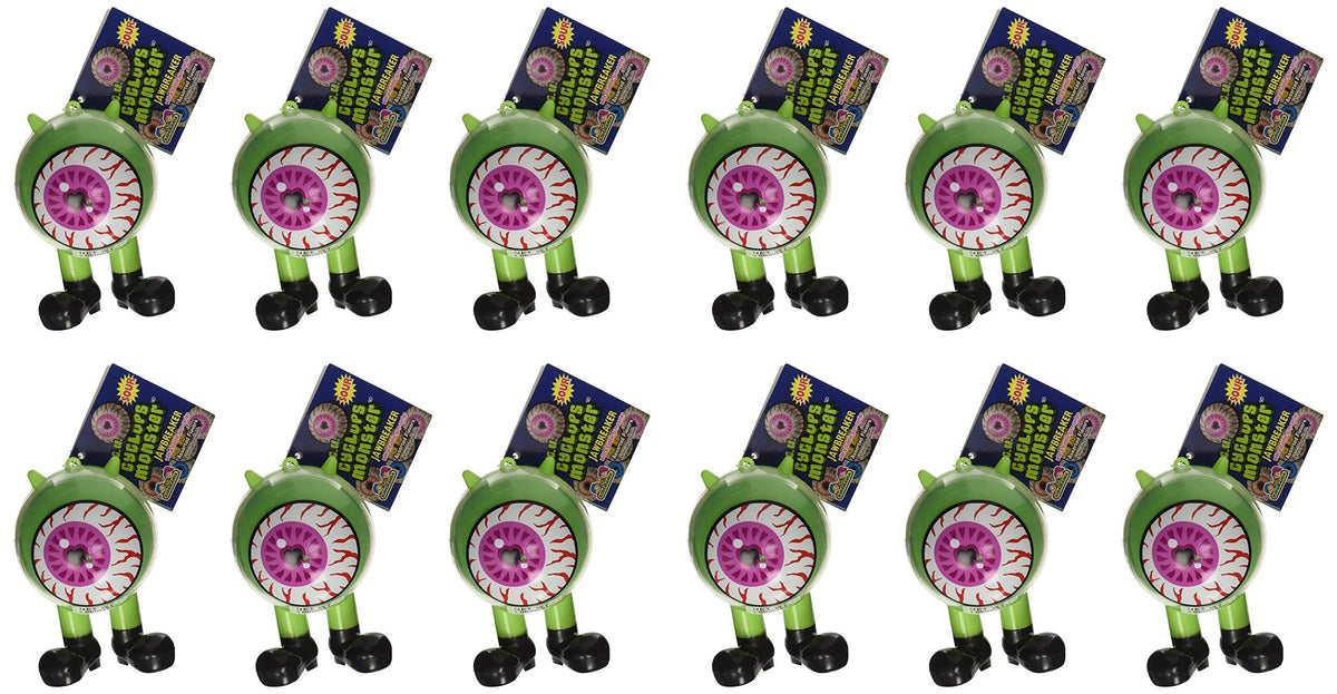 Kidsmania 12 Count Cyclops ICU Eye Ball Jaw Breaker with Rainbow Bubble Gum Center
