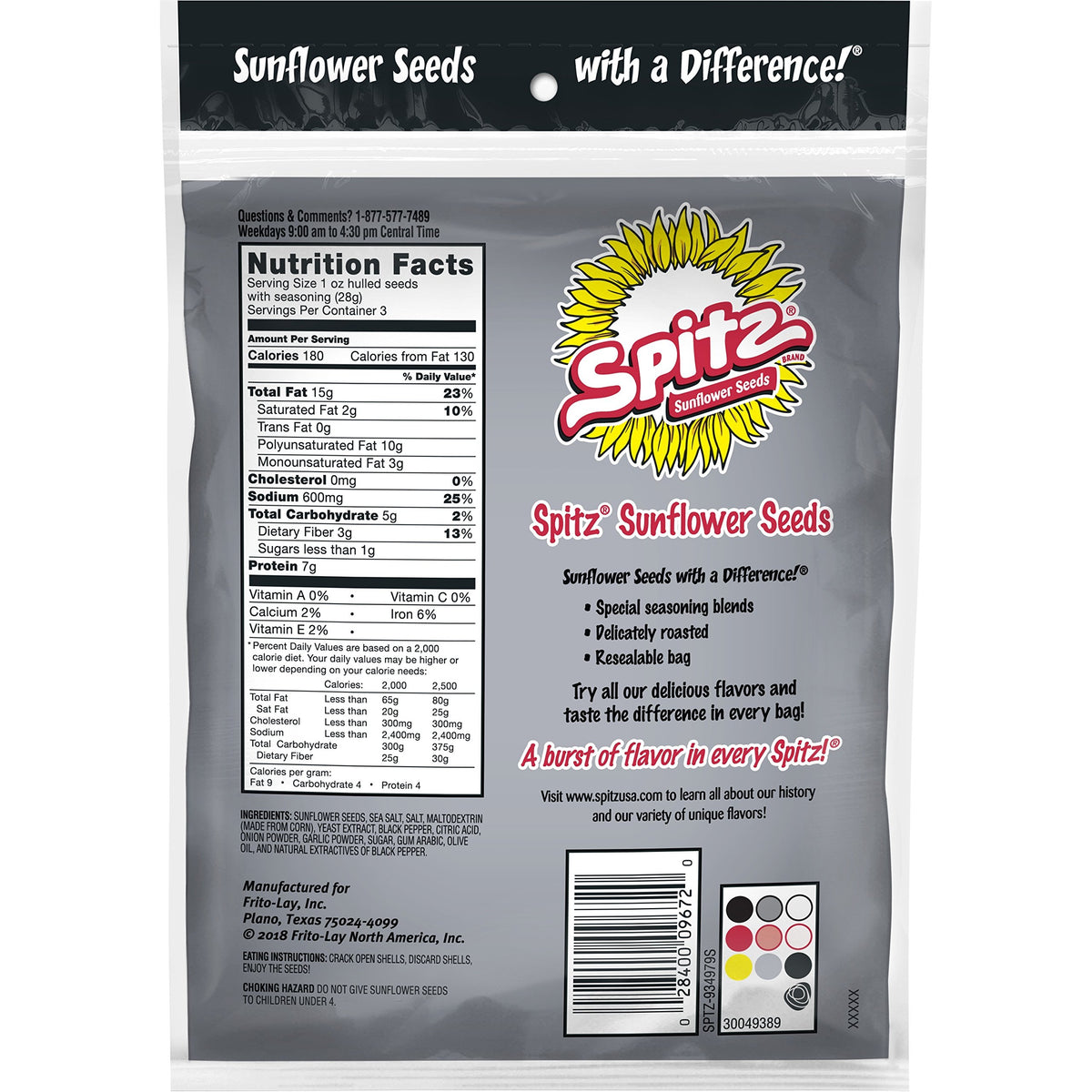 Spitz Sunflower Seeds, Cracked Pepper, 6oz Bag