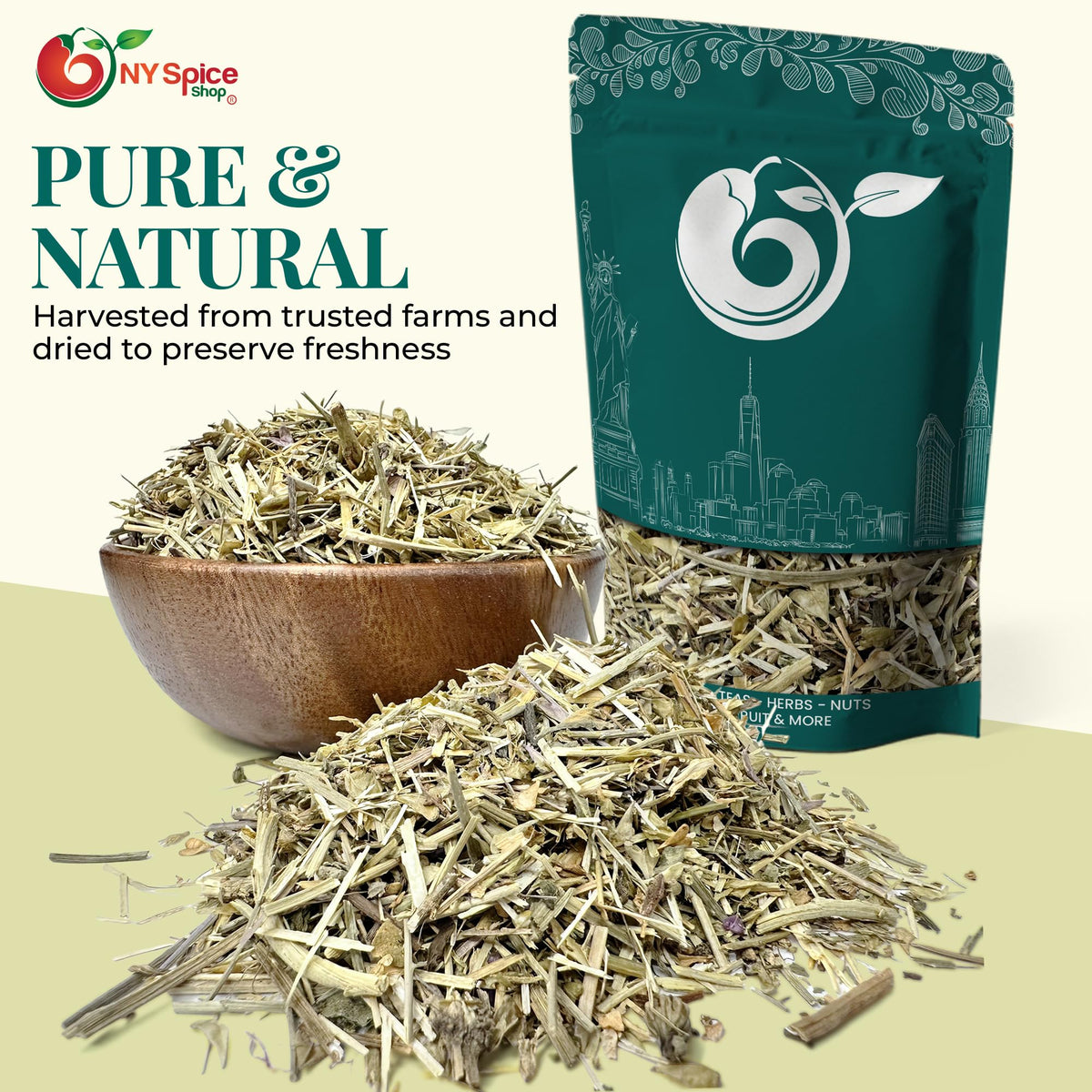 NY Spice Shop Shepherd’s Purse Herb - Cut and Sifted Herbs - Capsella Bursa-Pastoris for Loose Leaf Herbal Tea - Bulk Dried Wildcrafted Herbs