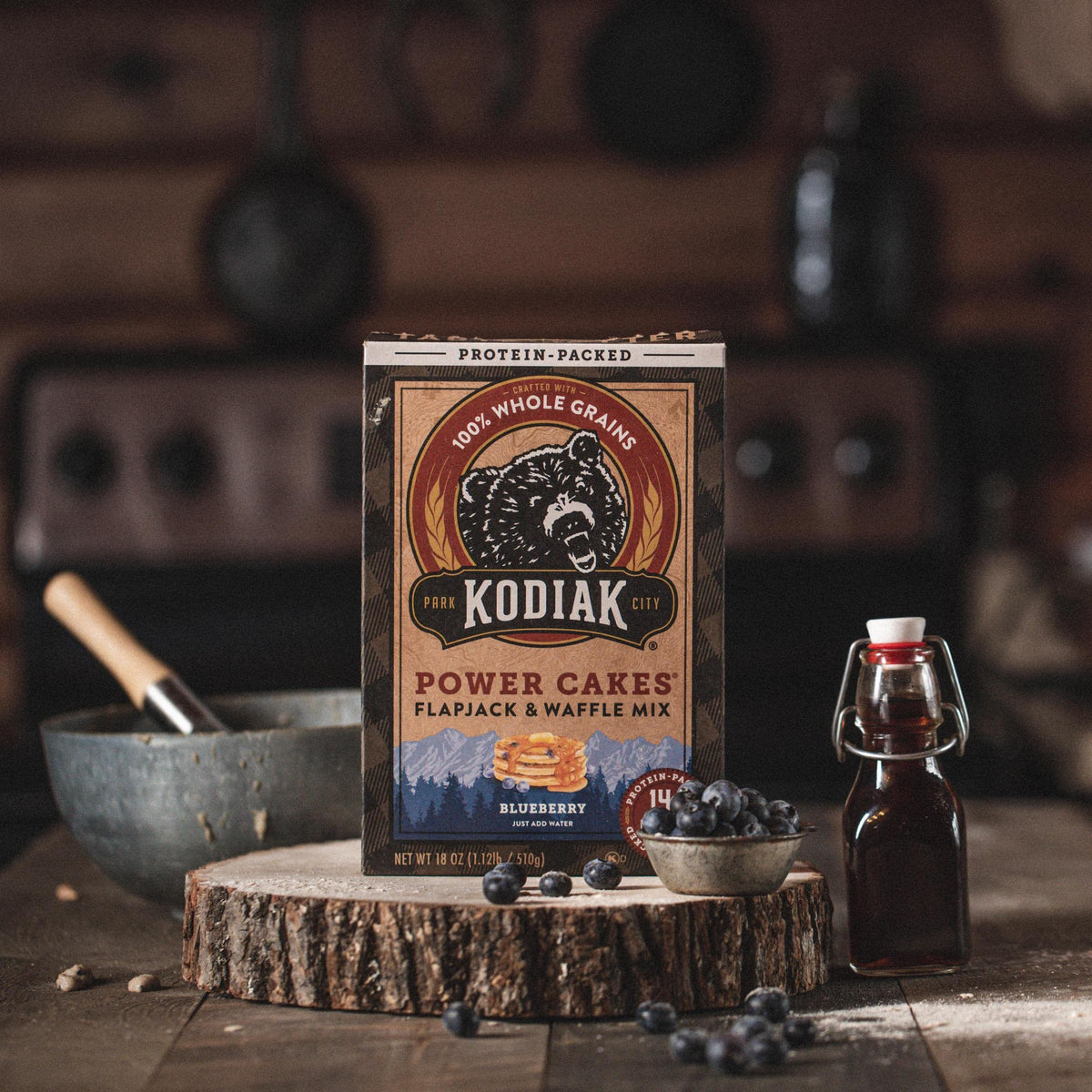 Kodiak Cakes Power Cakes, Pancake & Waffle Mix, Blueberry, High Protein,100% Whole Grains (Pack of 1), 18 Ounce