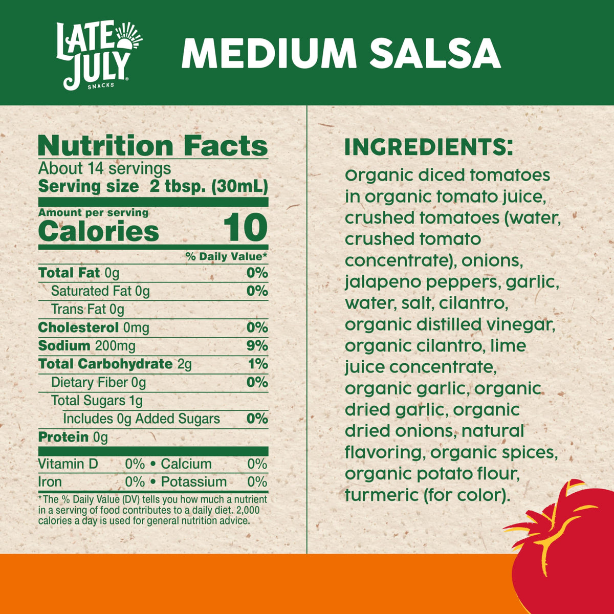 Late July Snacks Medium Salsa, 15.5 oz Jar