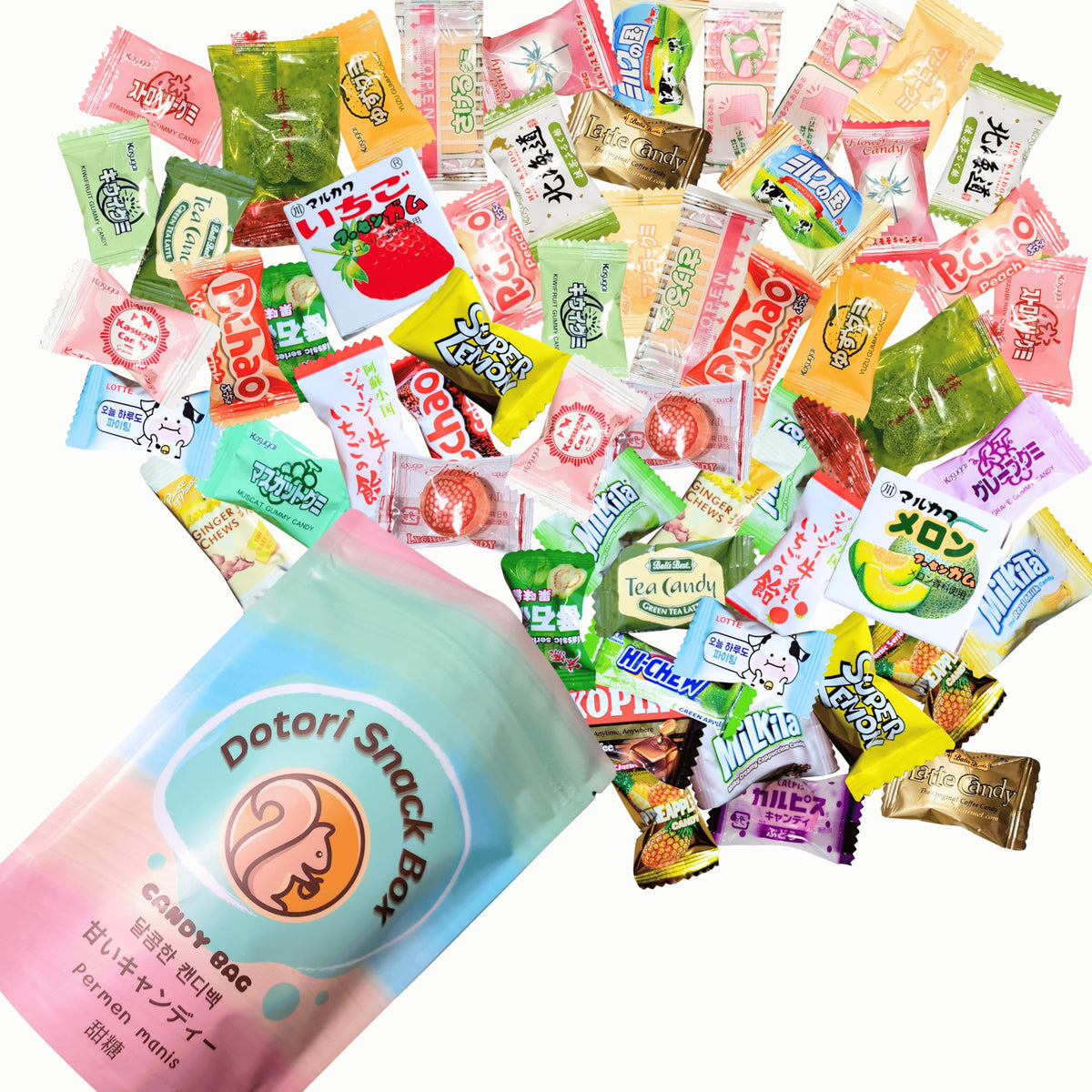 DOTORI SNACK BOX Assorted Asian Mystery Candy Bag | 40 Counts | Premium Quality Candies, Soft Candies, Gummies, Gums, Chocolate, and more from Japan
