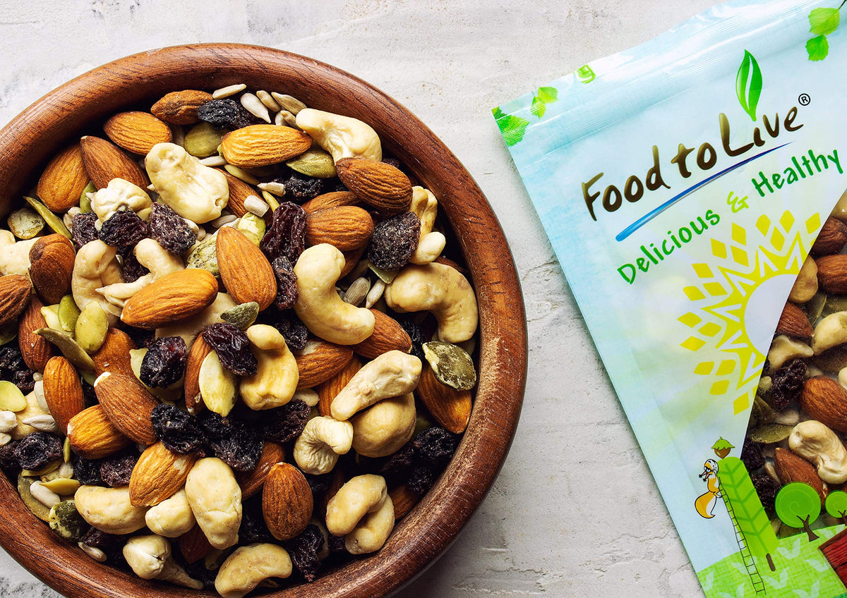Organic Raw Seeds, Nuts and Raisins Mix, 1 Pound - Raw and Non-GMO Trail Mix Contains Walnuts, Almonds, Cashews, Hazelnuts, and Raisins. Vegan