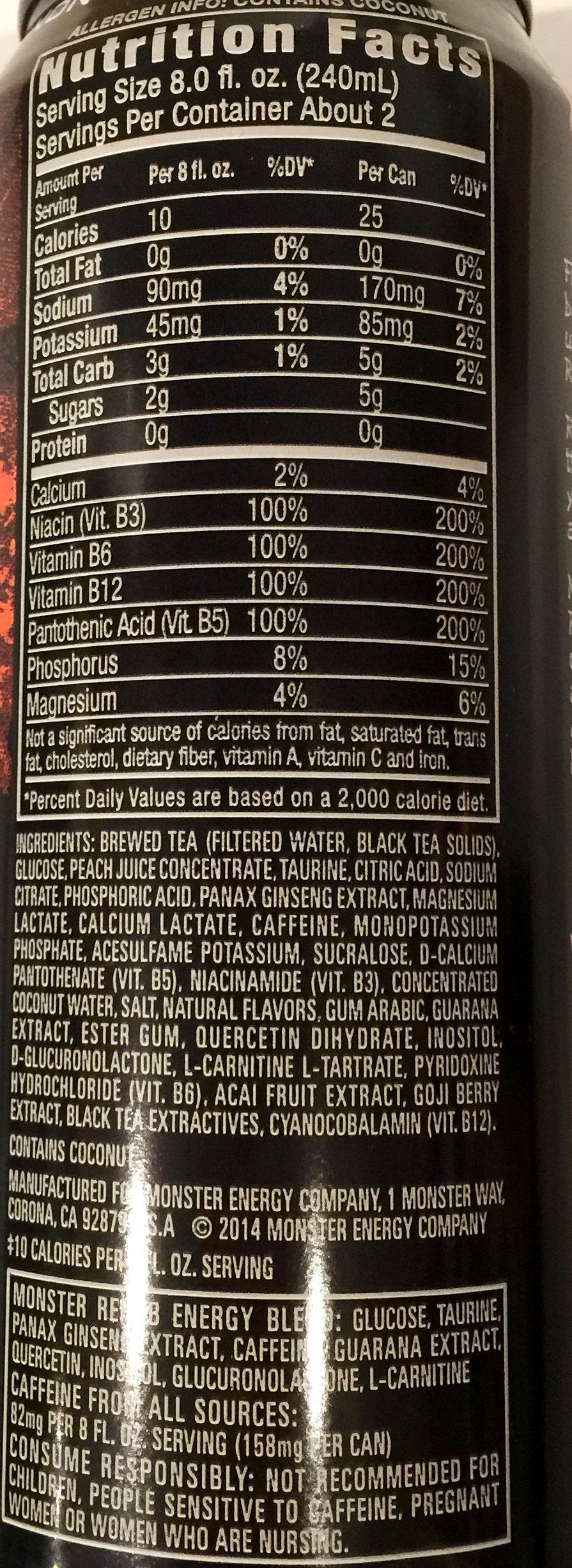 Monster Rehab - Peach Tea + Energy - 15.5oz (Pack of 16)