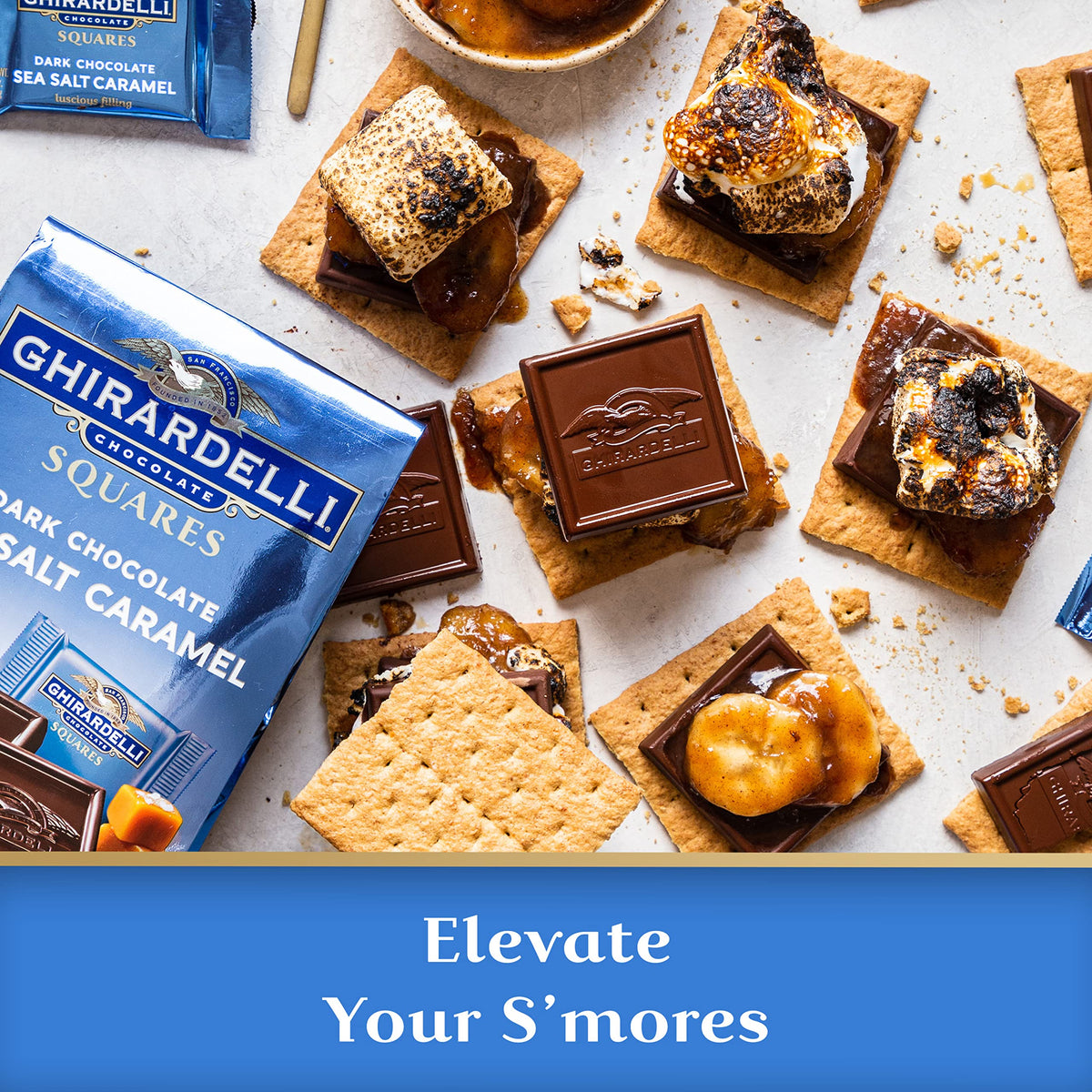 GHIRARDELLI Dark Chocolate Sea Salt Caramel Squares - 5.32 oz Bags - Pack of 6