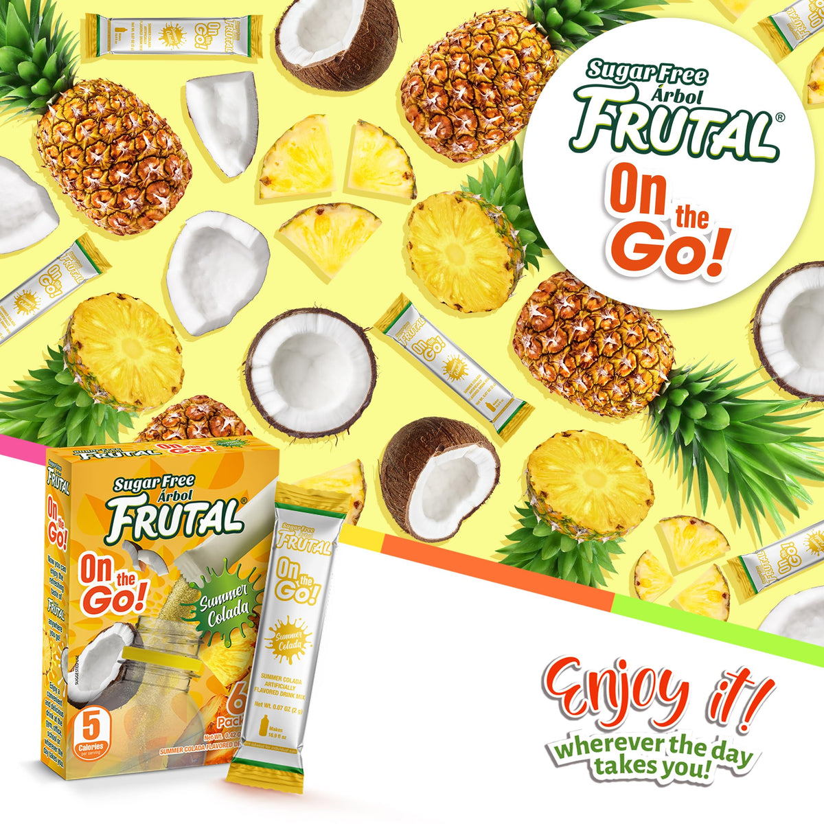 Arbol Futal On-The-Go! | Powdered Drink Mix Pina Colada - Flavored Sugar Free! - Single Serve On The Go! - Powder Sticks Packets (30 Count of Stick