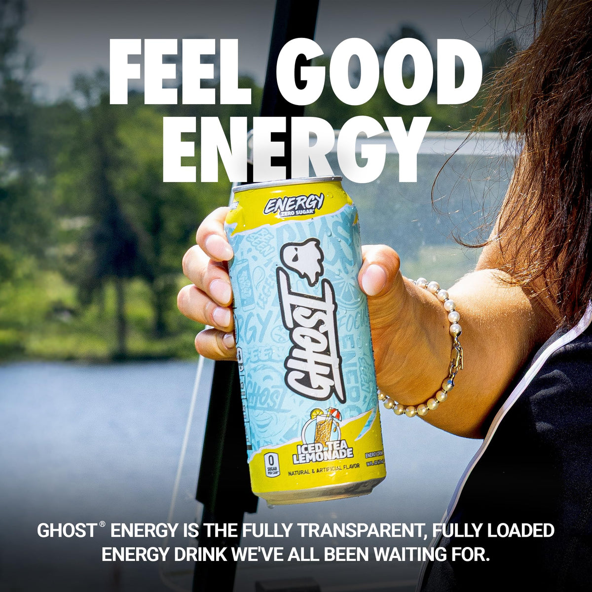 GHOST Energy Drink, Zero Sugars, 12-Pack, Iced Tea Lemonade, 16oz