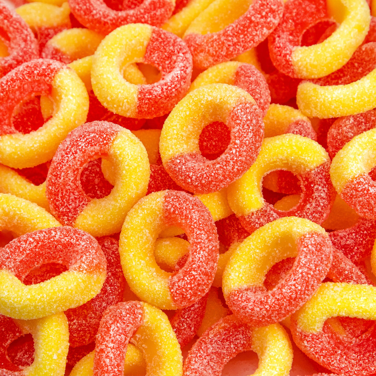 Peach Rings Gummy Candy | 2-Pound Bag | Sweet and Sour Candy | Peach Gummies for Snacking, Dessert Topping, Parties & Buffet Tables | Classic Gummy