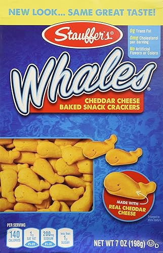 Stauffers Whales Baked Cheddar Snack Crackers, (2) 7 Oz Boxes