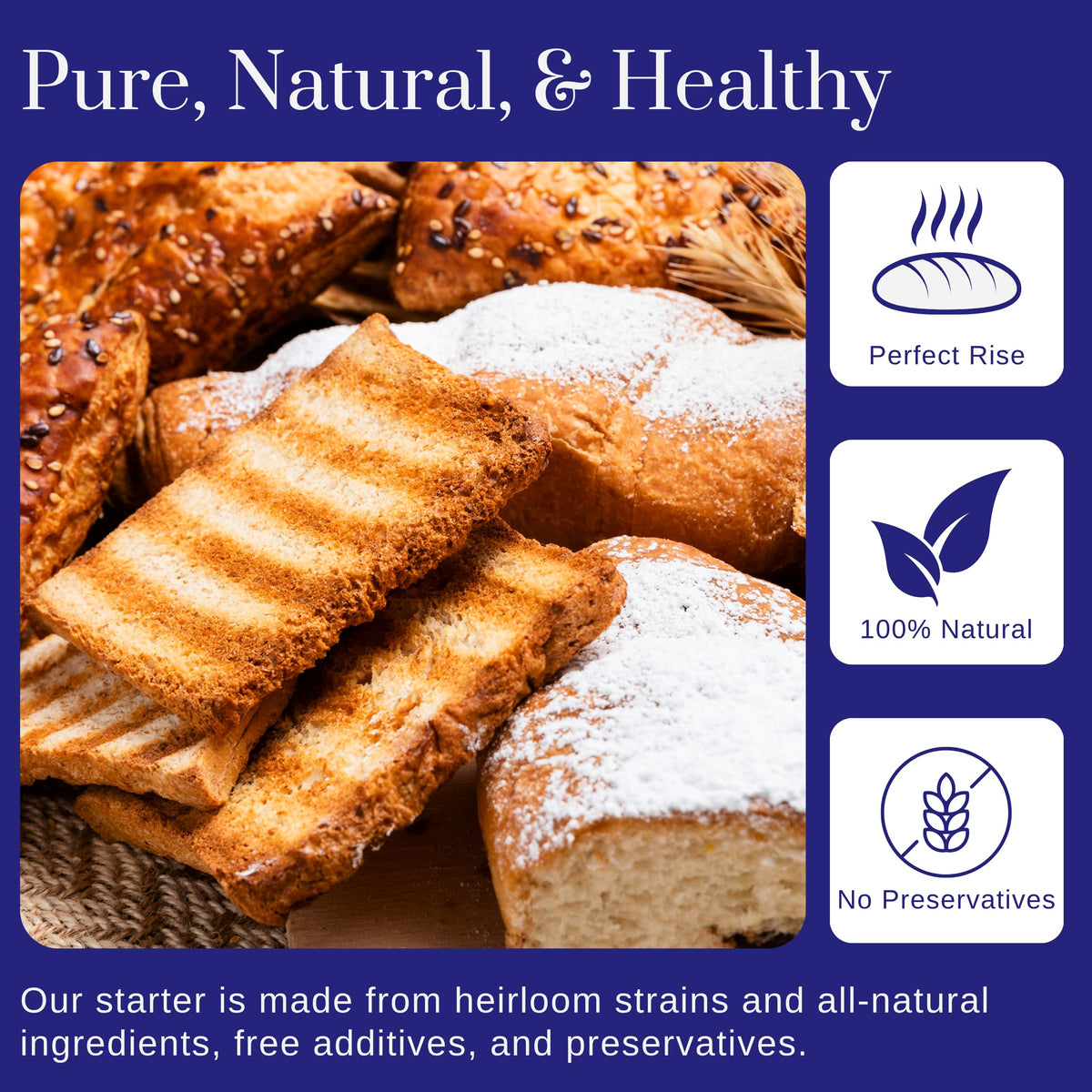 Gluten Free Sourdough Starter - 100+ Year Old Dehydrated Heirloom Style Sourdough Starter Kit for Sourdough Bread, Pizza, Buns, Pancakes, Muffins |