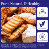 Gluten Free Sourdough Starter - 100+ Year Old Dehydrated Heirloom Style Sourdough Starter Kit for Sourdough Bread, Pizza, Buns, Pancakes, Muffins |