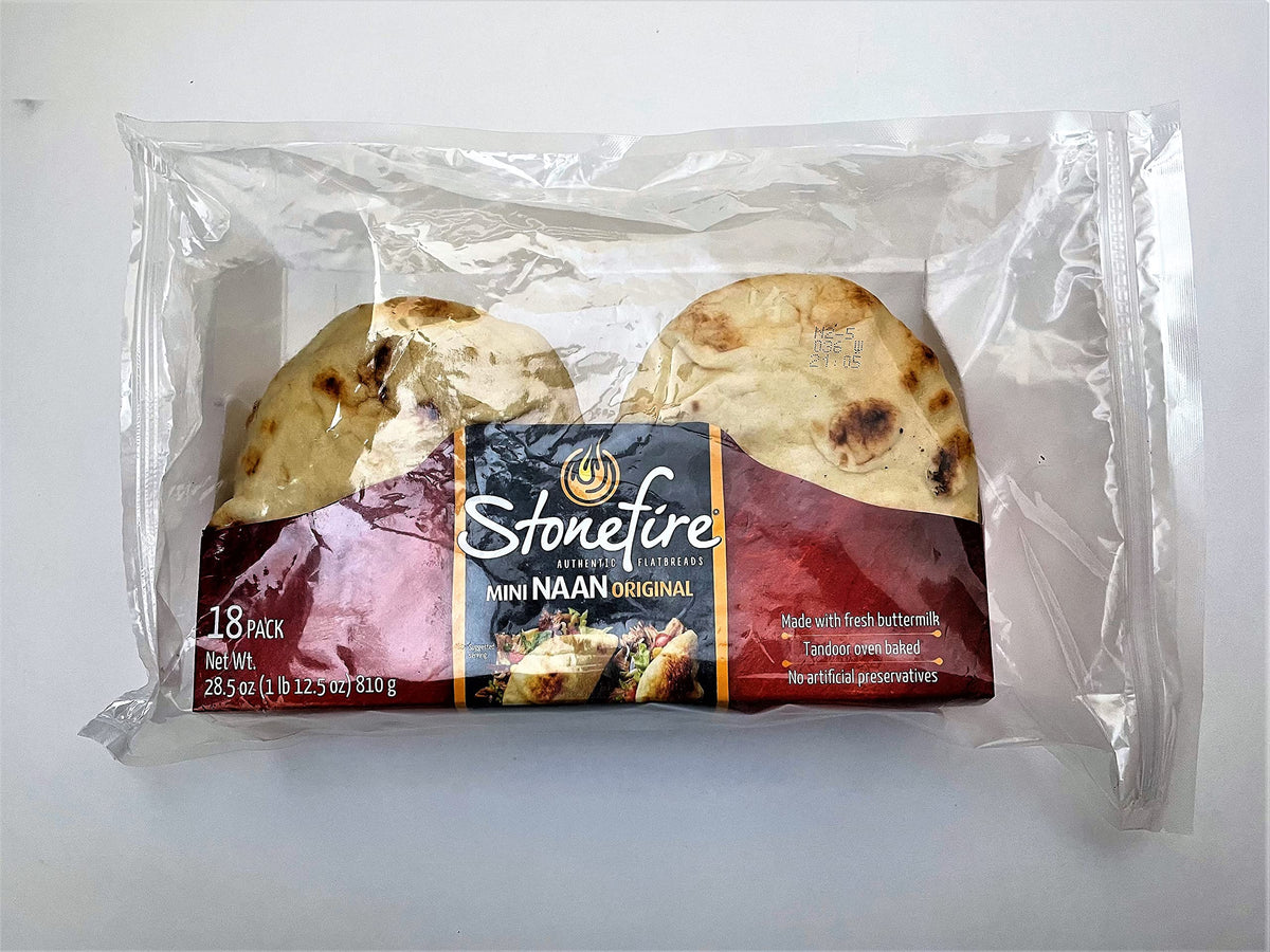 Stonefire Mini Naan (Original) Fresh Authentic Flatbreads, 18 Mini Flatbreads Total in a resealable packaging