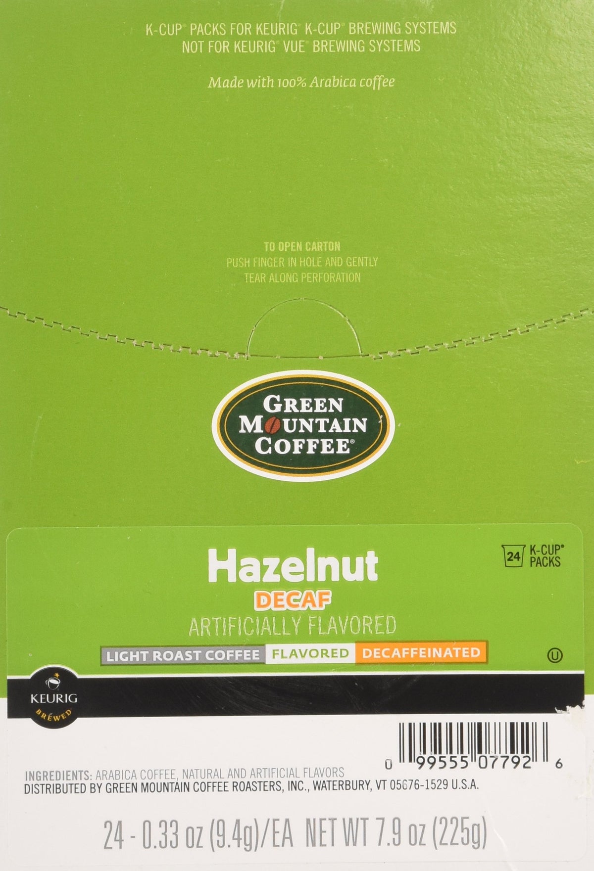 Green Mountain Coffee Hazelnut Decaffeinated K-Cups 96ct Flavored