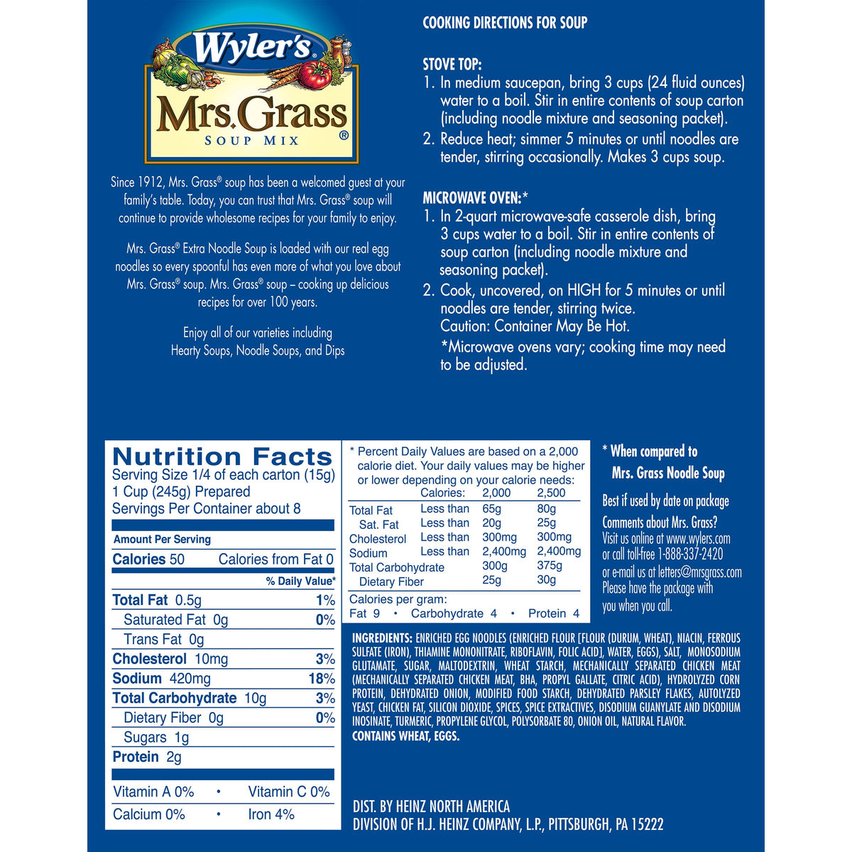 Wyler's Mrs. Grass Extra Noodles Soup Mix, 5.2 oz Box