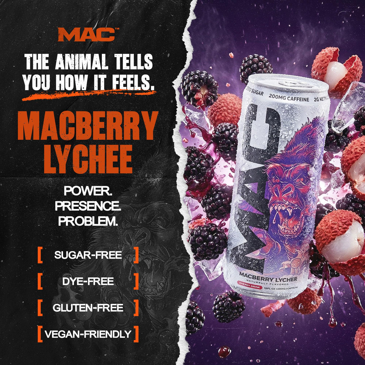 MAC Energy by Conor McGregor Macberry Lychee Sugar Free Energy Drink