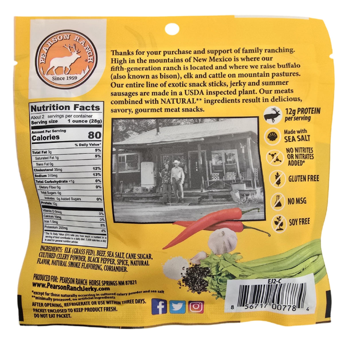 Pearson Ranch Wild Grass Fed Game Variety Pack of 4-2.1oz Bags - Venison, Elk, Buffalo, & Wild Boar - Gluten-Free, MSG-Free, Paleo and Keto Friendly