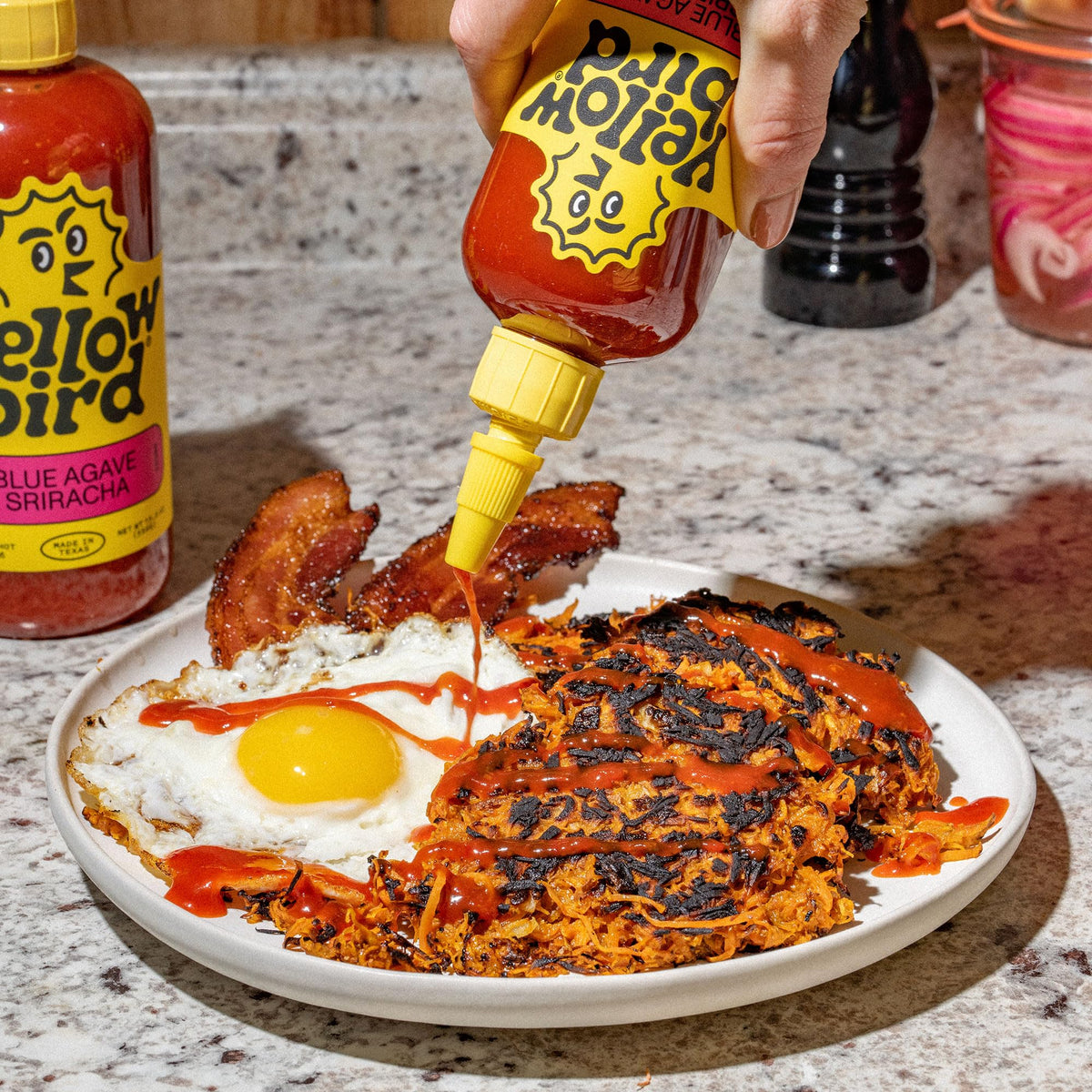 Yellowbird Sauce Blue Agave Sriracha Hot Sauce | Plant-Based, Gluten Free, Non-GMO | Homegrown in Austin | 9.8 oz