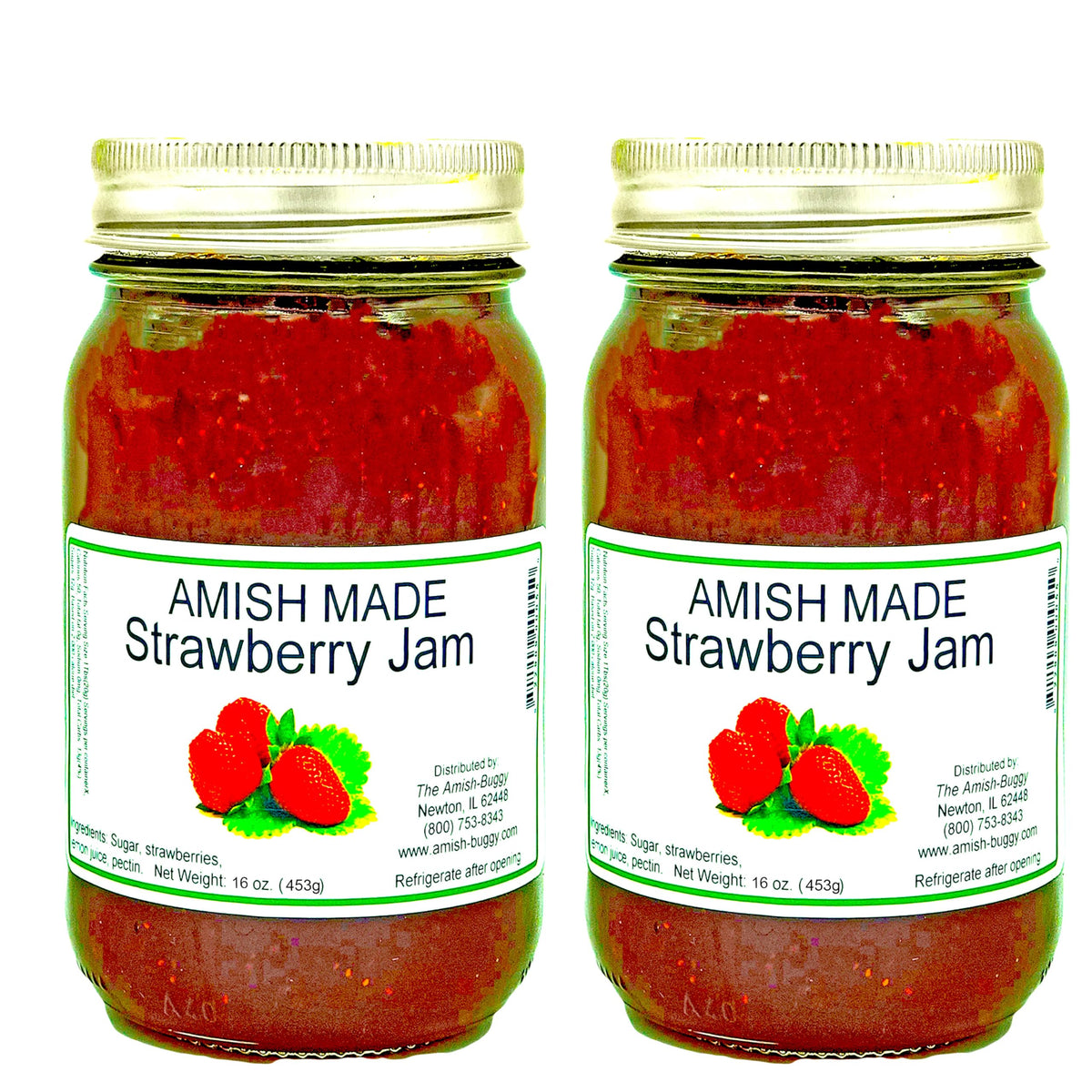 Amish Strawberry Jam - Two 16 Oz Jars